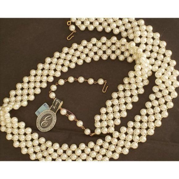 Genuine NWT Vintage 1940's Mid-Century EISENBERG PEARLS 4-Strand Pearl Belt - Picture 1 of 11